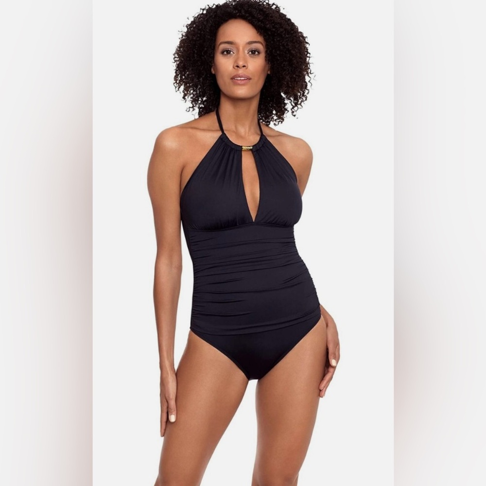Lauren Ralph Lauren Black Halter One-Piece Swimsuit